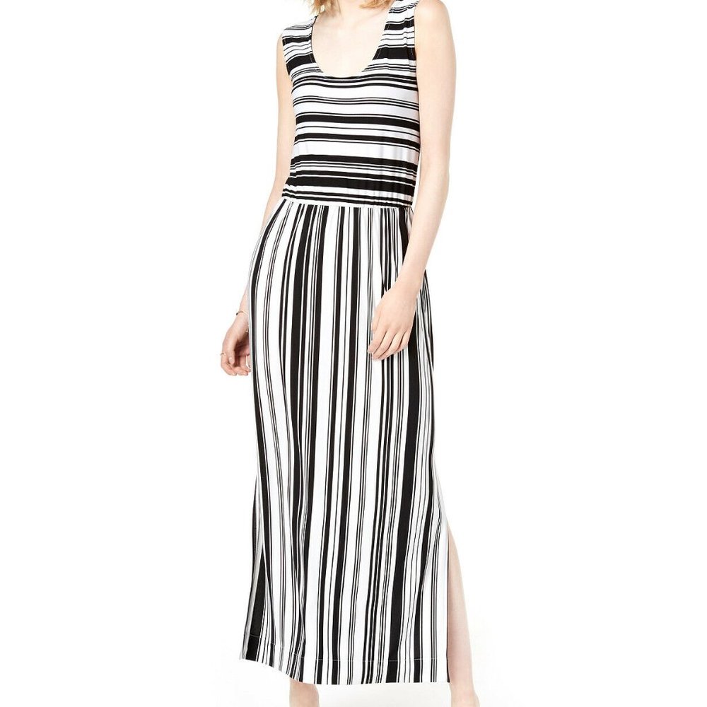 Bar lll Maxi Dress Women's XL Black White Stripe Sleeveless Summer Classic